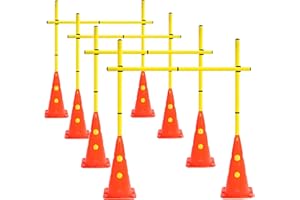 ASENVER Speed Agility Hurdles Cone Set Detachable Agility Training Poles Set 8 Training Cones and 12 Agility Poles