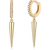 VALLOEY ROVER Gold Earrings for Women 14k Gold Plated Simple Hoops Dangle Earrings Dainty Charm Hypoallergenic Ear Jewelry for Women