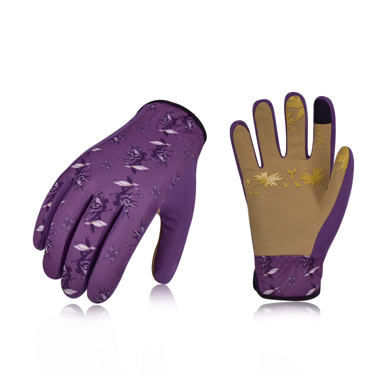 Vgo... Gardening Gloves Women in Leather, Work Gloves Gauntlet Thorn Proof for Yard Garden Agriculture, 1 pair