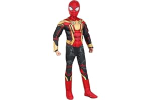 JAZWARES MARVEL Boys Deluxe Iron Spider Man Costume, Kids Spiderman Integrated Suit for Children, Costumes - Officially Licensed