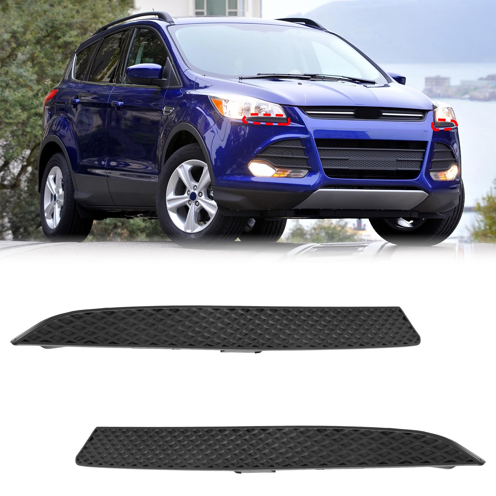 Photo 1 of BXZ Front Headlight Headlamp Trim Black Driver Passenger Pair Fit for 2013 2014 2015 2016 Ford Escape