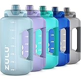 Zulu Goals Half Gallon Jug with Time Marker & Handle for All Day Hydration & Silicone Straw with Locking, Leak-Proof Lid, BPA Free, 64oz