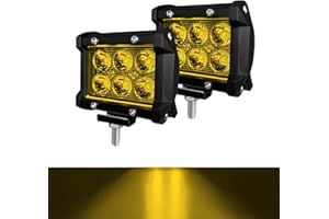 CZJCGD LED Pods 2PCS 3.78Inch 36W 3000LM, Yellow Amber Spot Driving Fog Light Flood, LED Light Bar, Off Road, Emergency Safety Signal Work Light for Trucks Pickup UTV ATV Boat, 2 Years Warranty