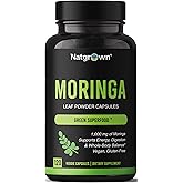 Natgrown Organic Moringa Capsules 1,000 mg - Pure Moringa Leaf Powder - Green Superfood Supplement - Vegan, Gluten-Free - 120 Capsules
