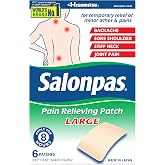 Salonpas Pain Relieving Patch, Large, 6 Count (Pack of 1) | Apply For Up to 8 Hours, For Temporary Relief of Minor Aches &amp; Pains, Stiff Neck, Sore Shoulder, Backache, Joint Pain
