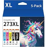 KASAT 273XL Ink Cartridges Remanufactured Ink Replacement for Epson 273 Ink Cartridges Compatible with XP-820 XP-810 XP-800 XP-620 XP-610 XP-600 XP-520 Printer(5 Pack)
