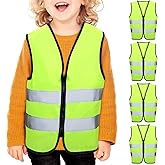 Unittype 4 Pieces Kids Safety Reflective Vest High Visibility Neon Construction Traffic Vest for Cycling Running Skiing