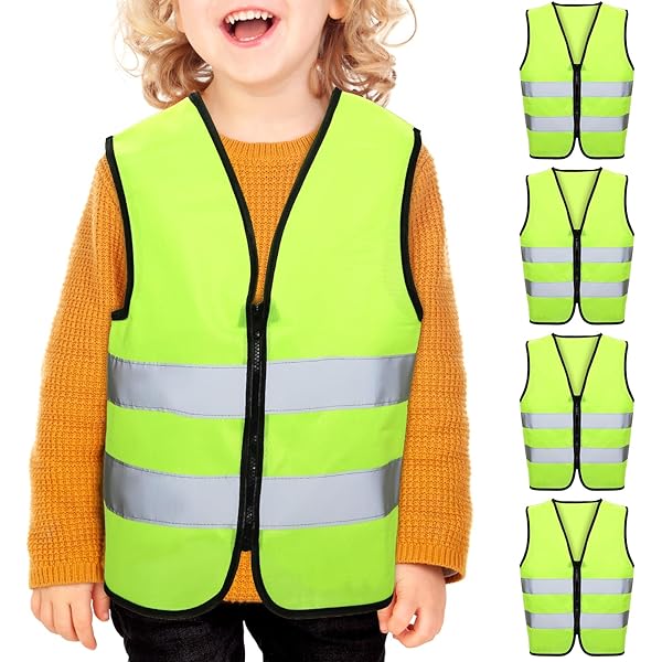 XUNZOO Kids Safety Vest High Visibility Reflective Vest Construction Worker Traffic Vest With Strips A Fluorescent Yellow Xl - View #2