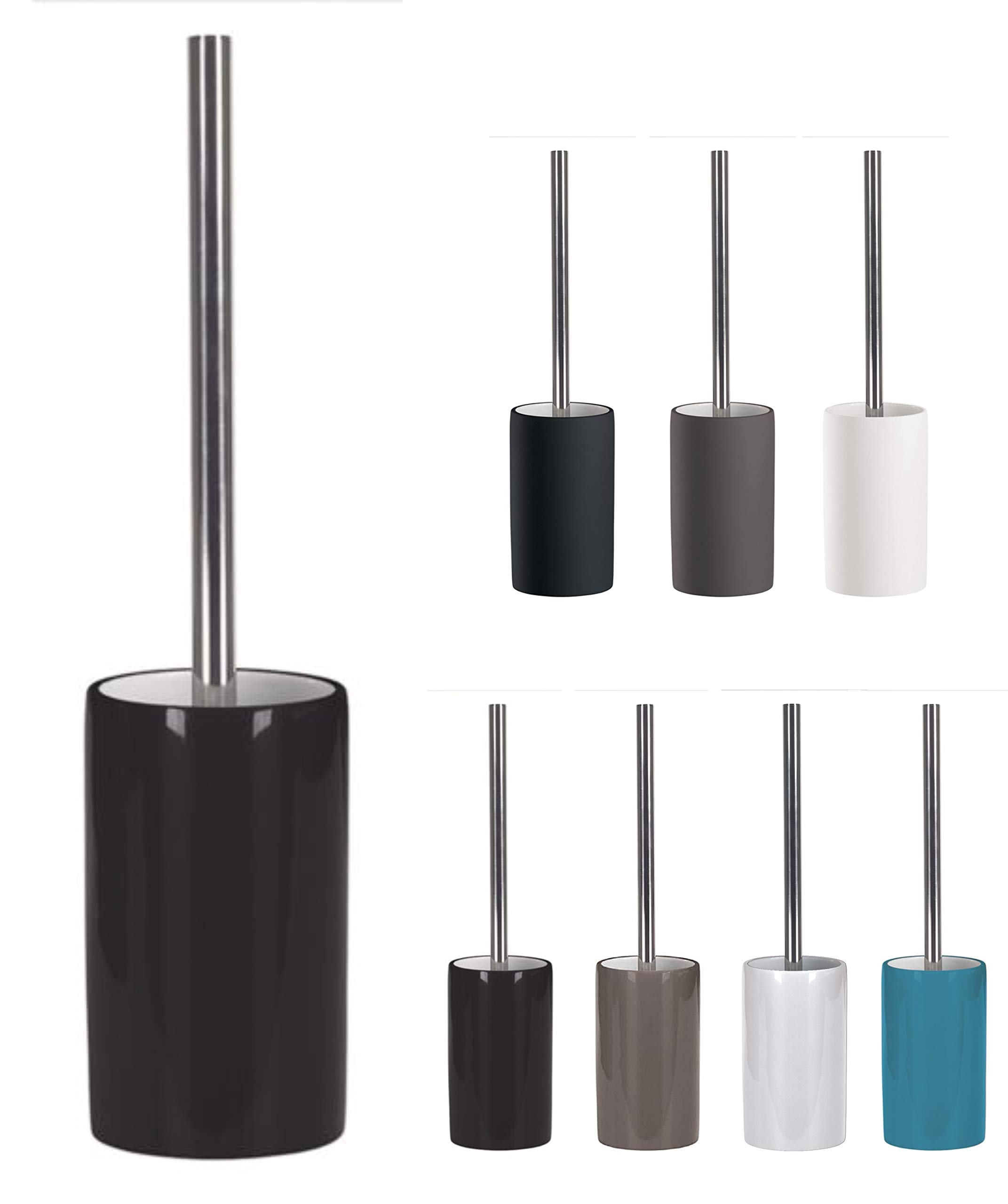 KW "Pure" Porcelain Toilet Brush and Holder (Gloss Black)