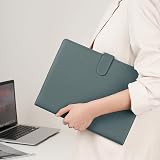 Mymazn A4 Clipboard Folder Faux Leather Conference Organizer Grey Green view 2