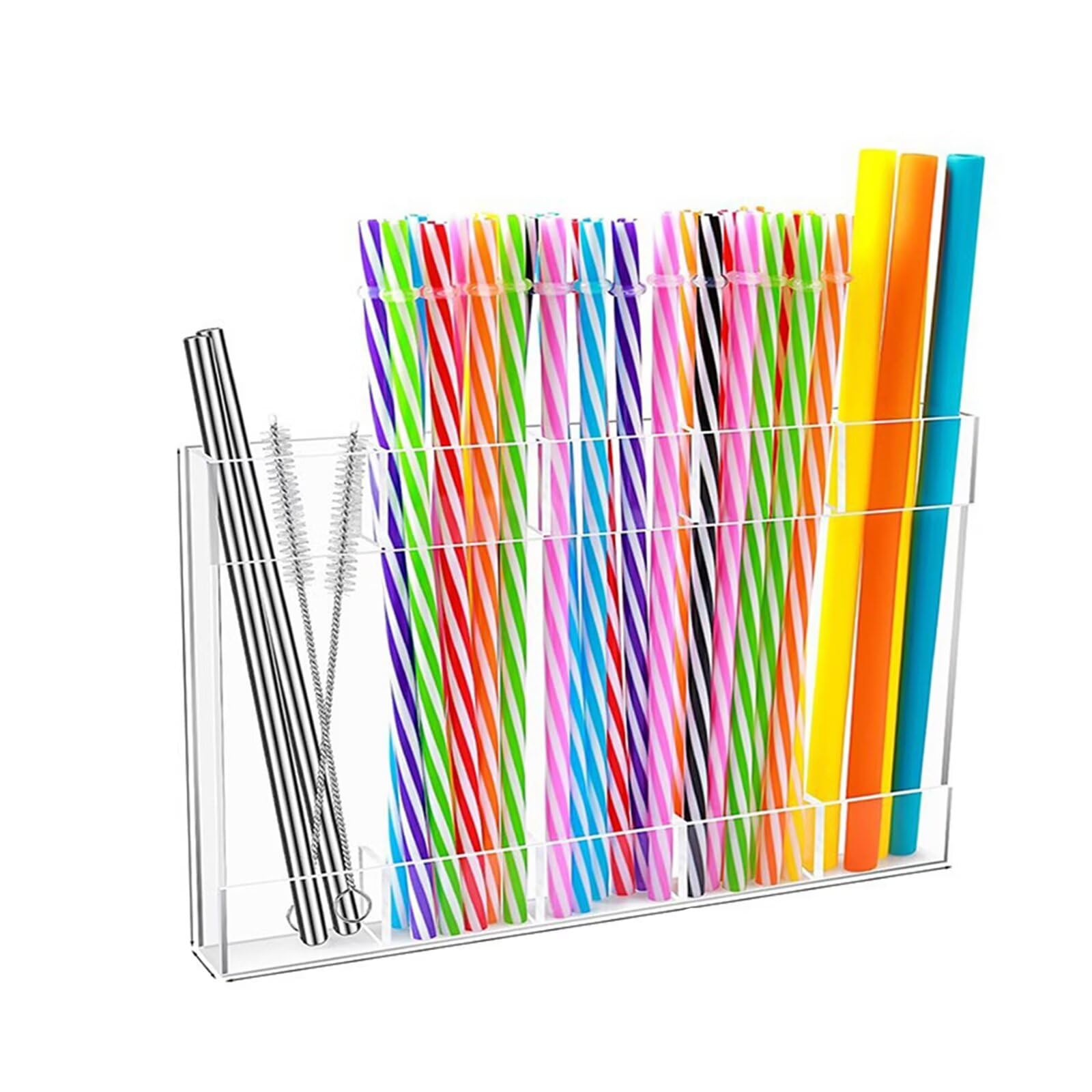 Photo 1 of 9.8”Large Acrylic Straw Holder for Cabinet Door - Reusable Tumbler Straw Organizer Storage Rack for Counter Cupboard Door Mounted (Transparent),Space Saving Kitchen Accessories Container