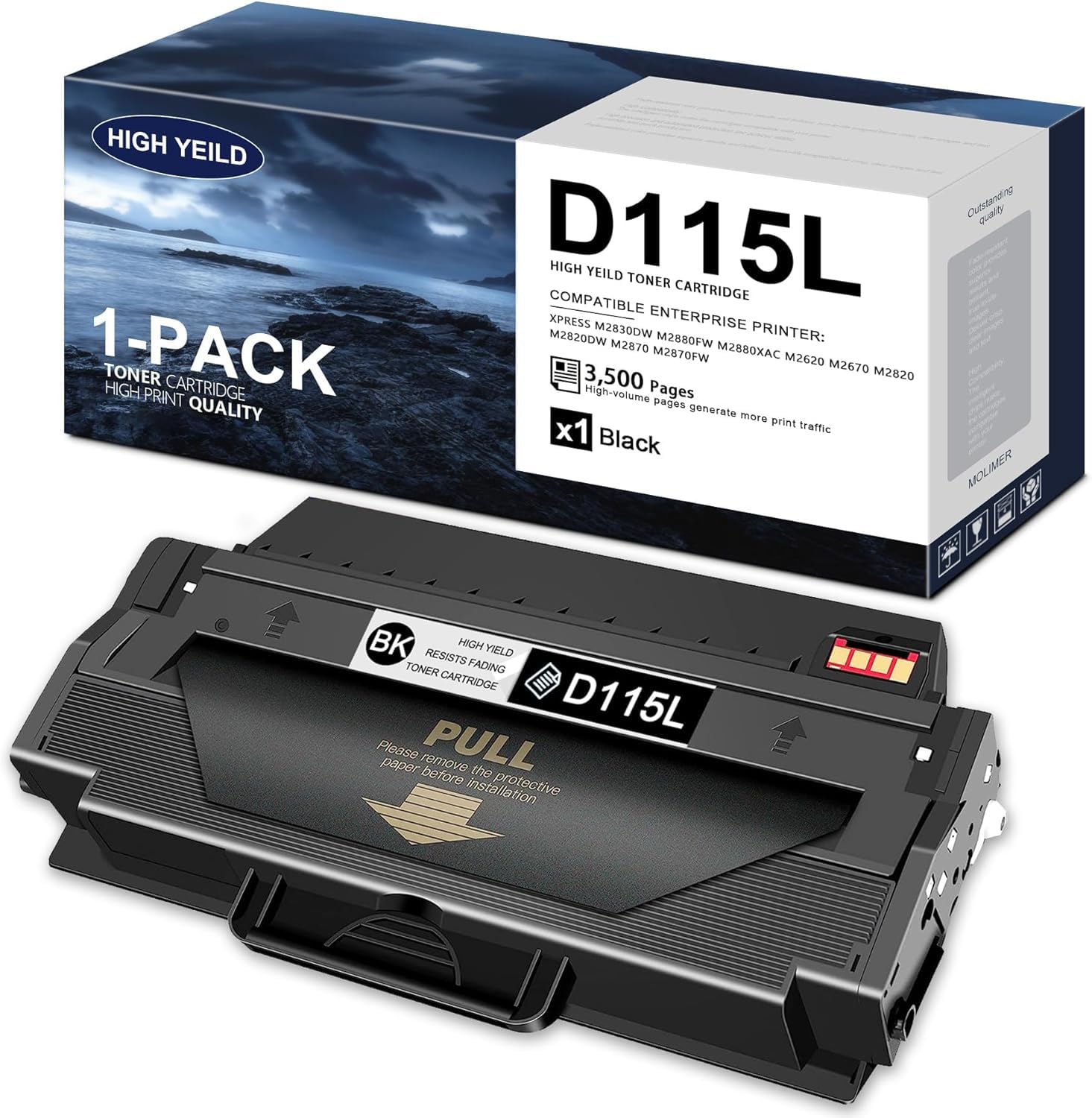 Photo 1 of 1 Pack MLT-D115L High-Yield Black Toner Catridge Replacement for Samsung 115 115L MLT-D115L SL-M2880FW SL-M2880XAC SL-M2870FW SL-M2830DW Xpress M2820 M2870 Printer