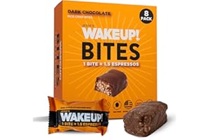 JESSE'S WAKEUP! WAKE UP! Energy Bites – Dark Chocolate – 8 Pack | 1 Bite = 1.5 Espressos (175mg Clean Caffeine) | Vegan, Gluten-Free, Kosher | Smooth Focus & Crash-Free Energy for Work, Study & Fitness