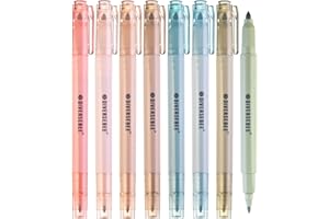 DIVERSEBEE Dual Tip Bible Highlighters and Pens No Bleed, 8 Pack Assorted Colors Quick Dry Highlighters Set, Cute Markers, Bible Study Journaling School Office Supplies and Accessories (Earthy)