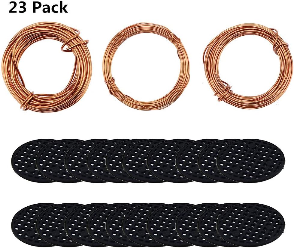 Northbear Anodized Aluminum Wire for Bonsai Training, 3-Size Starter Set - 1.0mm, 1.5mm, 2.0mm(33FT Each Size), with 20Pcs 45mm Diameter Flower Pot Hole Mesh Pad