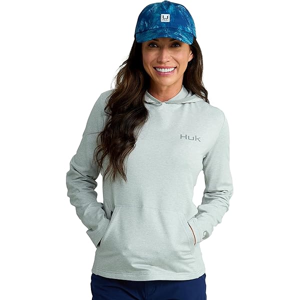 HUK Icon 1/4 Zip Long Sleeve| Fishing Shirt with Sun Protection Chemise, Blanc, XS Femme