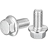uxcell 10Pcs 5/16-18 x 3/4" Flanged Hex Head Bolts, 304 Stainless Steel Flange Hexagon Screws, Flange Hex Drive Screws 5.8 Gr