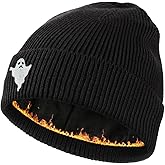 Tomalillin Mens Beanie Fleece Lined Winter Hats Double Layered Ghost Knited Hat for Women