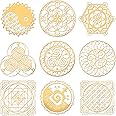 OLYCRAFT 9 Pcs Sacred Geometry Stickers Religion Themed Decals Stickers Geometric Pattern Gold Metal Sticker Metal Resin Filler for DIY Scrapbooks Resin Crafts Phone Decorations 1.6x1.6 inch