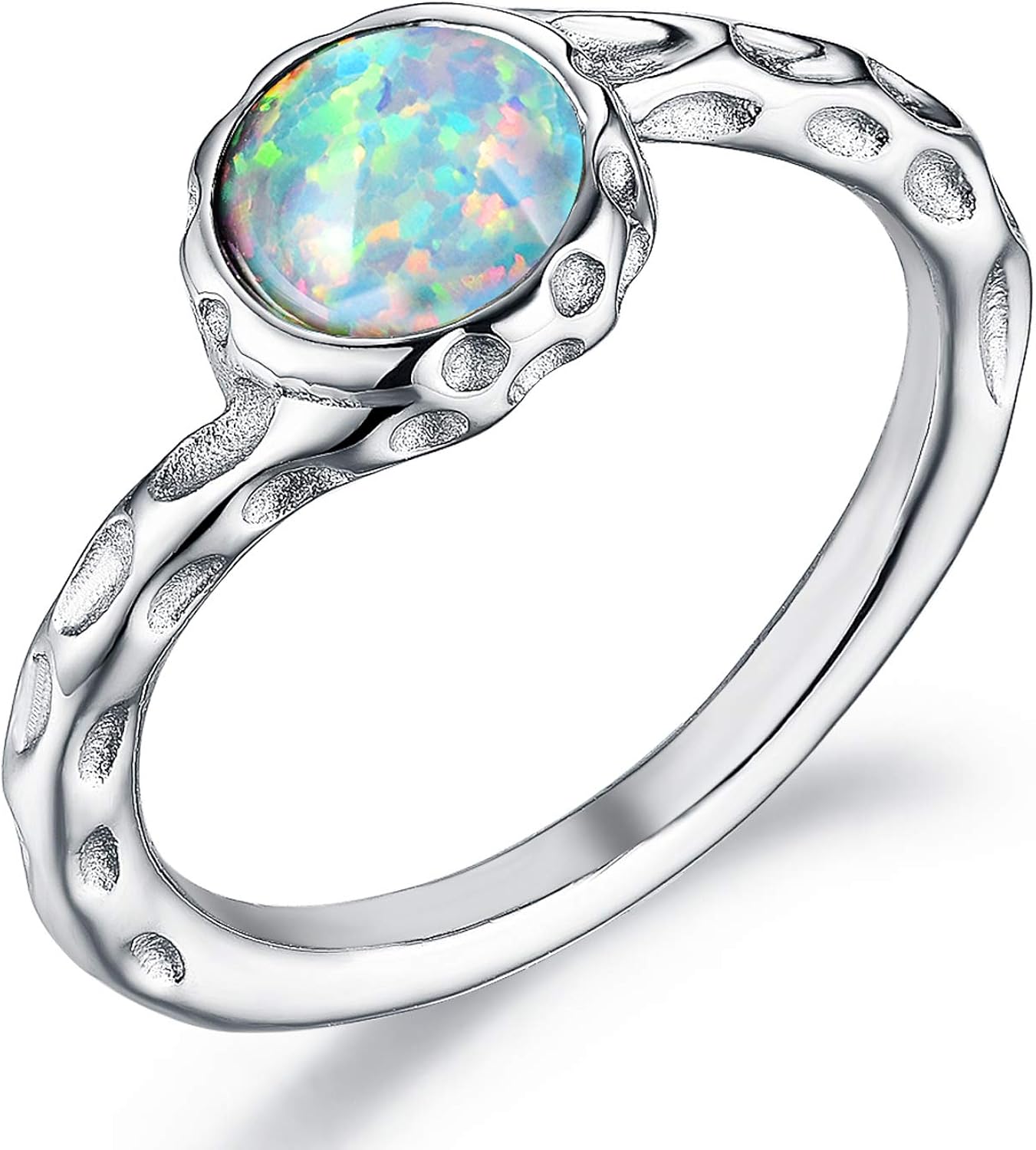 Ameroden Rose Gold White Cute Opal Ring,Stainless Steel Celtic Knot