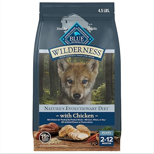 Blue Buffalo Wilderness High-Protein Natural Dry Food for Puppies, Chicken Recipe, 4.5-lb. Bag