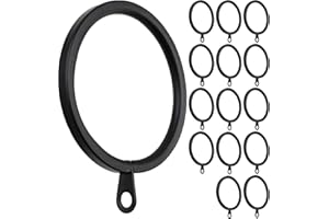 Meriville 14 pcs Black 2-Inch Inner Diameter Metal Flat Curtain Rings with Eyelets
