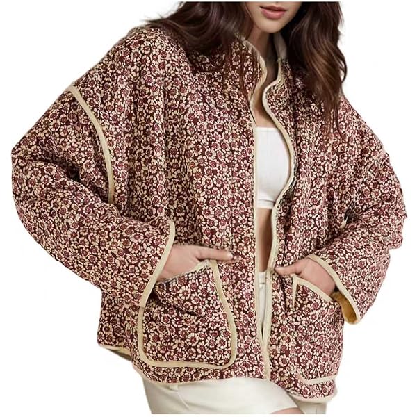 Chaqueta Acolchada Floral Vintage Para Mujer – Estilo Cottagecore Y2K, 100% Poliéster, Con Botones