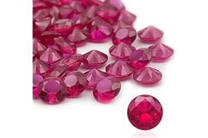 Gryrigns 50Pcs Loose Synthetic Ruby Stone Bulk Wholesale Round Brilliant Cut Diamon Shape Red Corundum Gemstone Lot Faceted Gems, AAA VVS Grade (5/5.5/6/6.5mm)