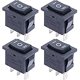 TWTADE / 4Pcs (ON)-Off-(ON) SPDT Square Momentary Rocker Switch 3 Pin 3 Position 6A 250VAC/10A 125VAC Mini Car Auto Boat Rock