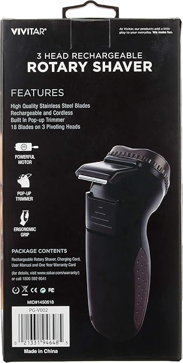 Vivitar 3 head rechargeable rotary shaver Clearance