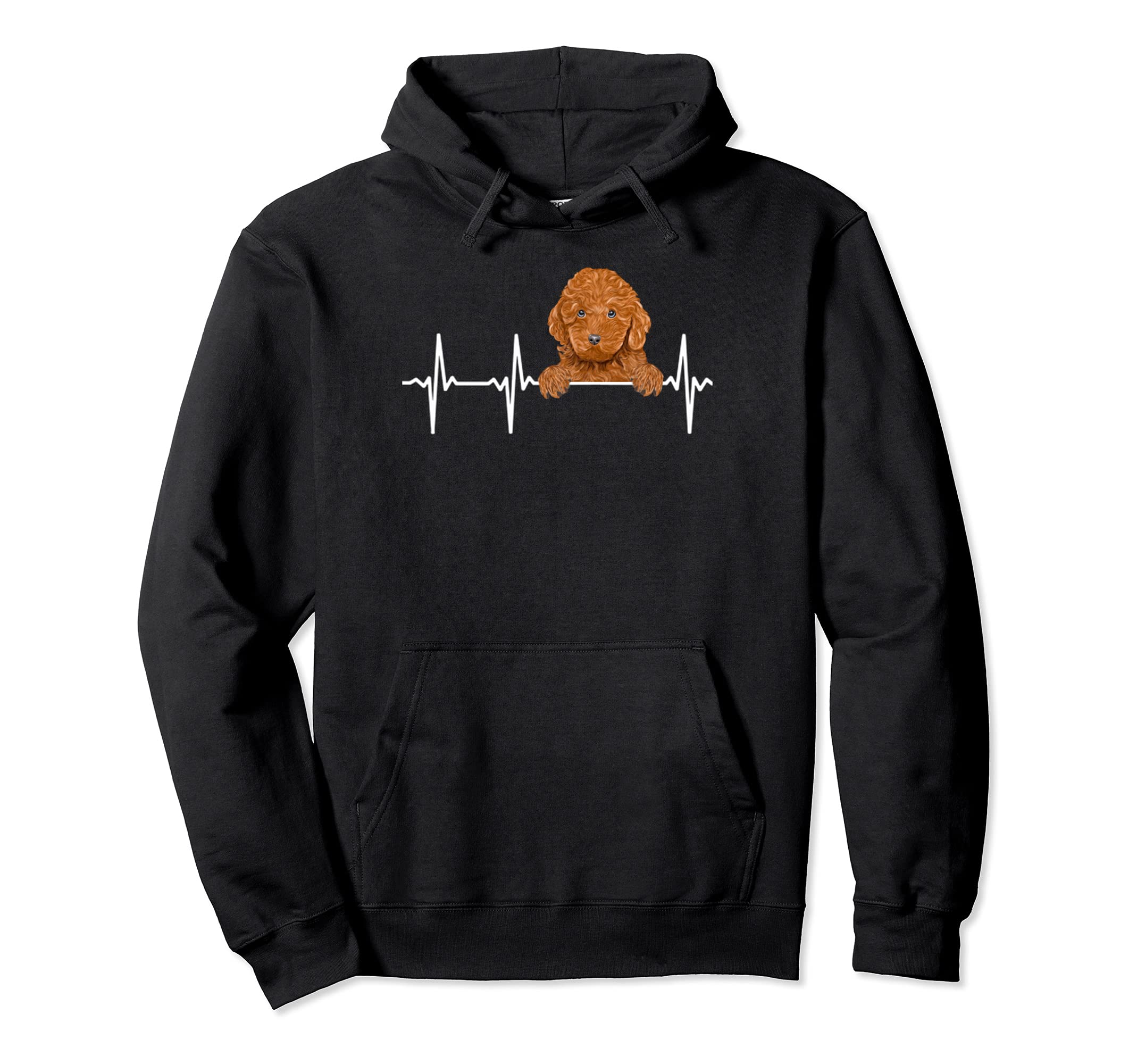 Funny Dog Heartbeat For Brown Poodle Lovers Pullover Hoodie