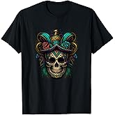 Funny Sugar Skull Mardi Gras Jester Hat Party Apparel Gifts T-Shirt