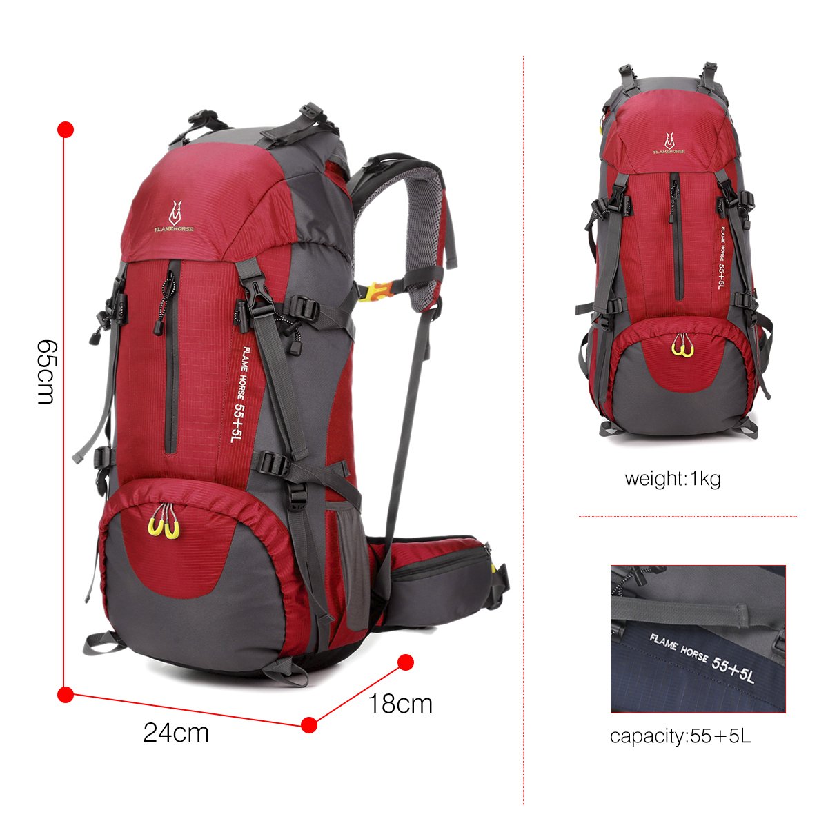 Zaino Trekking 50L, Zaini Da Escursione Impermeabile - Foto 3