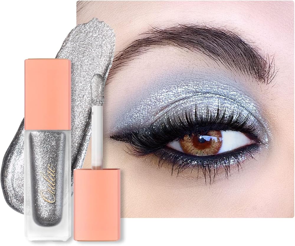 Oulac Liquid Glitter Eyeshadow Silver Shimmer 6.8g Vegan Cruelty-Free