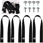 LEONTOOL 4 Sets RV Sliding Door Straps with Snaps Buttion &amp; Screws, RV Pocket Camper Door Straps 18 Inch Long Security Strap UV-Resistant Boat Ladder Strap for Pontoon Boat Ladder Accessories, Black