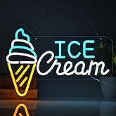 JOMOBUTY Ice Cream Neon Sign LED Light up Sign with Dimmable Switch Ice Cream Shop Wall Decor for Business Store Drink Shop Bar Party Cafe USB Powered 16.1" x 11"