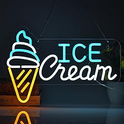 JOMOBUTY Ice Cream Neon Sign LED Light up Sign with