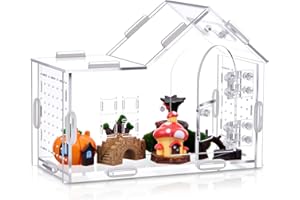 Teenyyou Large Jumping Spider Enclosure Acrylic Tarantula Enclosure Reptile Habitat with Handle and Magnetic Door for Reptiles, Amphibians and Spiders(7. 9 x 5. 9 x 3. 9 Inches)