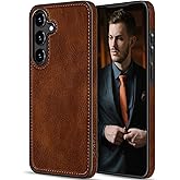 LOHASIC Leather Case for Galaxy S25+, Luxury Retro Leather Texture Non-Slip Grip Durable Protective Phone Cover Compatible with Samsung Galaxy S25 Plus, 6.7" 2025 - Dark Brown