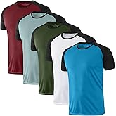 HovSiyla 5 Pack Mens Quick Drying Shirts Crew Neck Loose Breathable Cool Workout Running Athletic Outdoor Sports Casual Tops