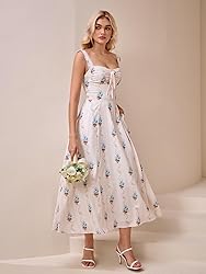 KUTUMAI Floral Corset Midi Dresses for Women 2025