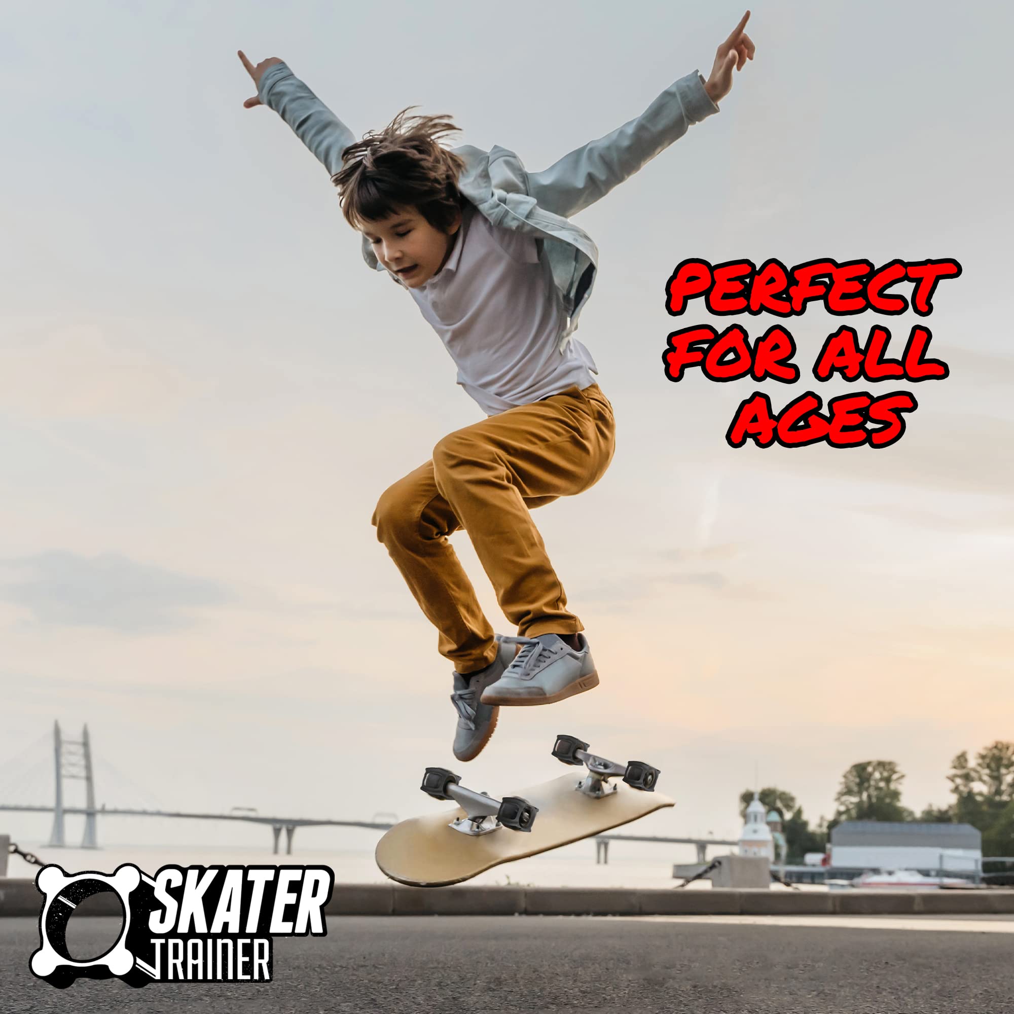 Skater Trainers Skateboarding Training Accessories-Learn Skate Tricks Faster and Safer-Works on Any Skateboard - Beginners Kids, Teens, Adults, Boys and Girls -Ollie Kickflip