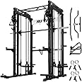 RitFit M1 & M1 Pro Smith Machine with Cable Crossover System, Multi-Function Squat Rack Power Cage for Home Gym, Power Rack and Packages