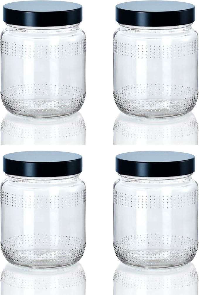 Piramal Glass Food Grade Dotted Kitchen Food Storage Grip Glass Jar for