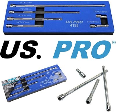 US PRO 1/4" Drive Extension Bar Set 6pc 32mm-275mm Chrome Vanadium Steel 4185