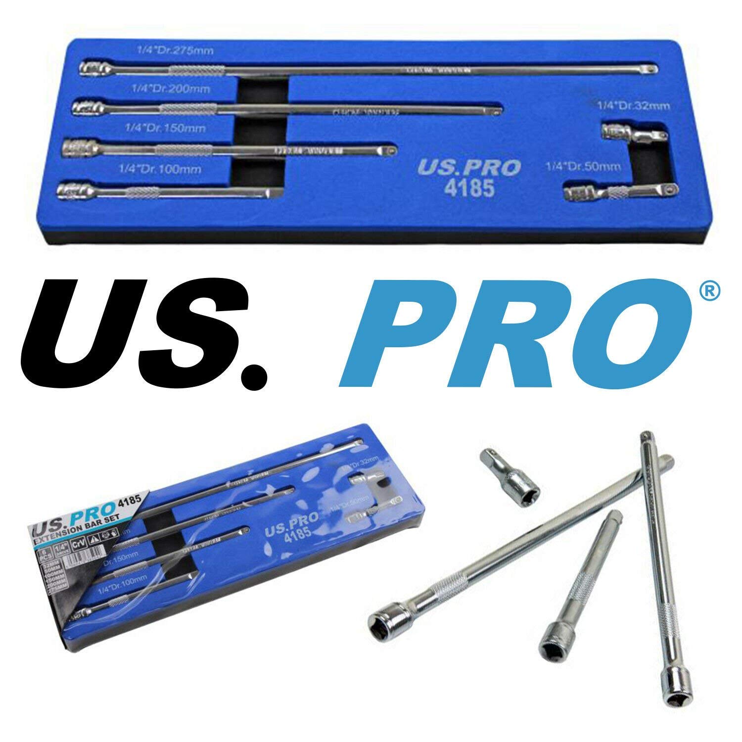 US Pro 1/4" Drive Extension bar Set 6pc 32mm - 275mm 4185