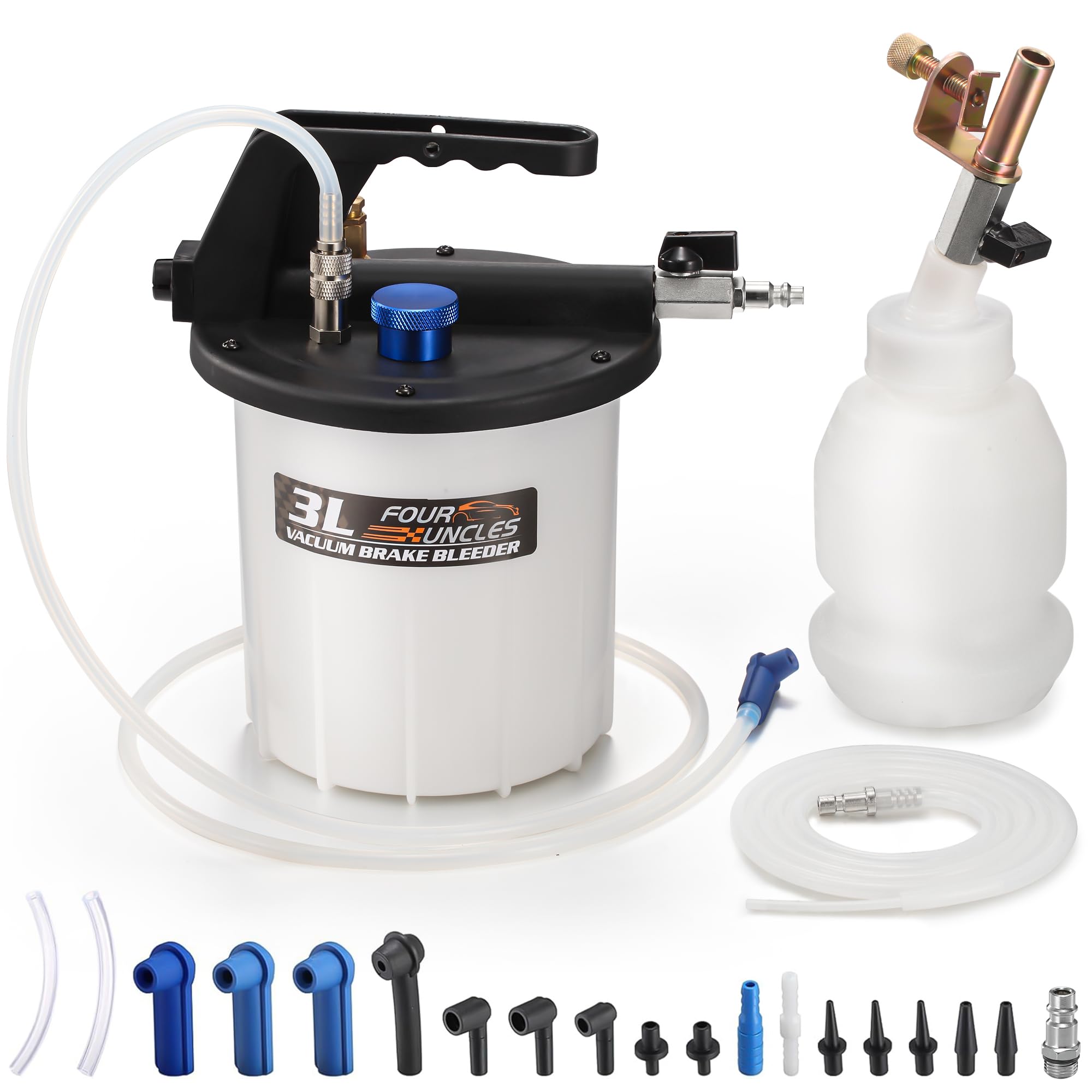Photo 1 of FOUR UNCLES 3L Brake Bleeder Vacuum Pump Kit - Pneumatic Brake Fluid Extractor with 1L Refilling Bottle & Adapters for Automotive Bleeding, One-Person Operation