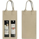 Frcctre 4 Pack Double Wine Bag with Window, Felt Reusable Wine Bottle Bags Packaging Gift Bag with Handle Wine Tote Carrier for Wedding Birthday Party Christmas Holiday Travel Camping