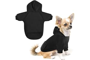 Idepet Pet Dog Hoodies Dog Clothes for Small Dogs Vest Chihuahua Clothes Warm Coat Jacket Autumn Puppy Outfits Cats Dogs Clothing(S,Black)