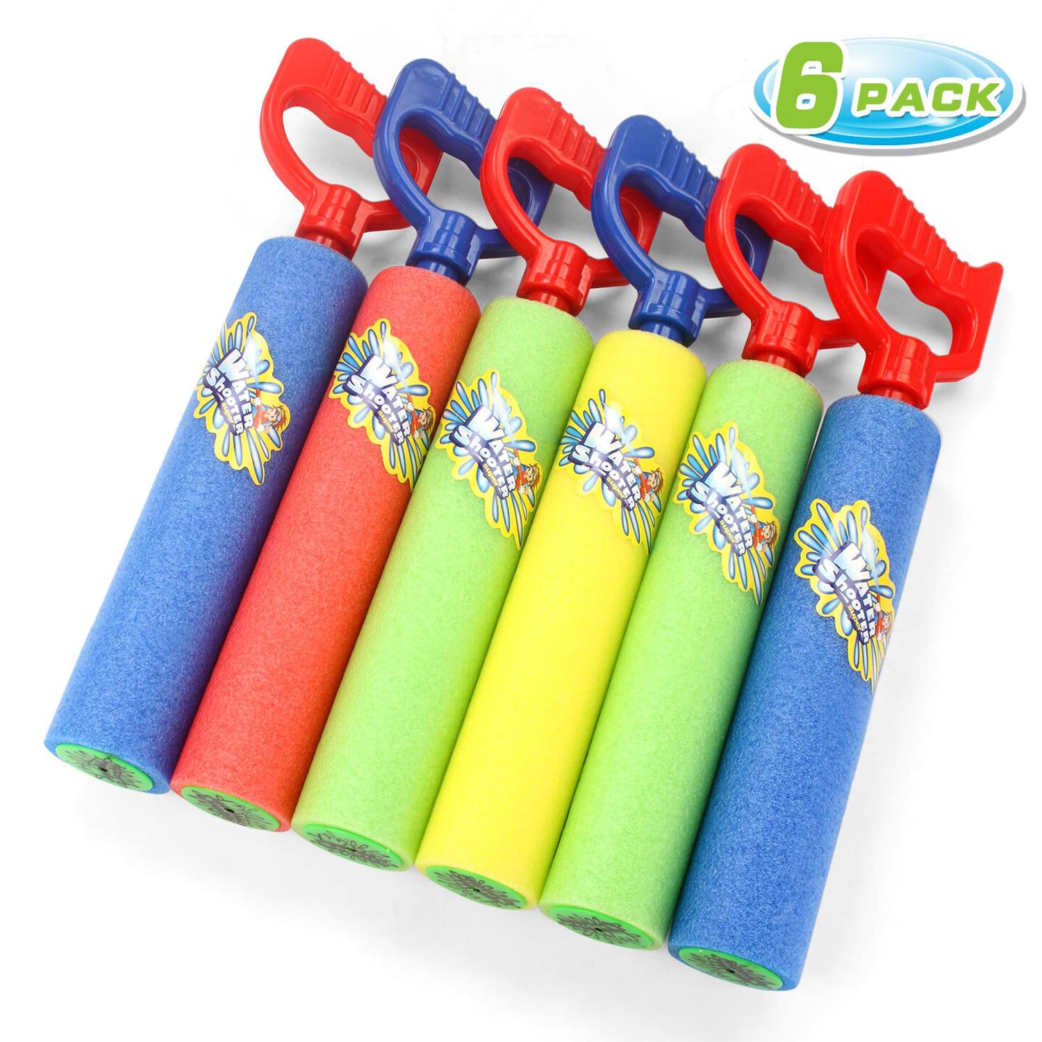 Photo 1 of Fun-Here Water Guns Shooter 6 Pack, Super Foam Soakers Blaster Squirt Guns, Pool Noodles Toy with Plastic Handle Summer Swimming Beach Garden Fighting Game,Outdoor Toys for Kids Boys Girls Adults